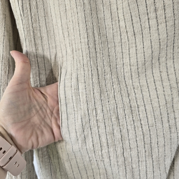 NWT Anthropologie Blanknyc Evereve Linen Blend Pinstripe Jacket XS Cream - Picture 10 of 13